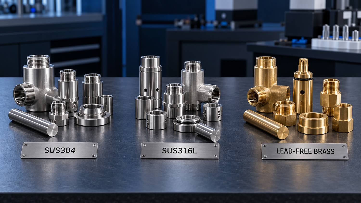 SUS304、SUS316L与无铅铜零件材料样品