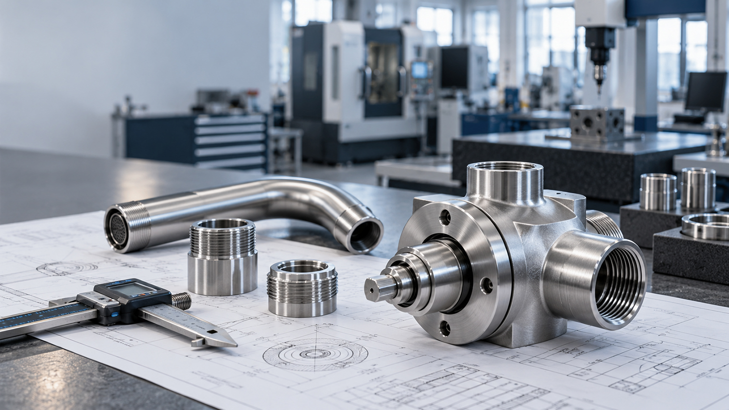 Componentes metálicos de precisión y plano de ingeniería
